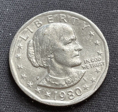 SUSAN B ANTHONY - P  Near Date, WIDE RIM Coin Very Rare 1980 Beautiful Shape