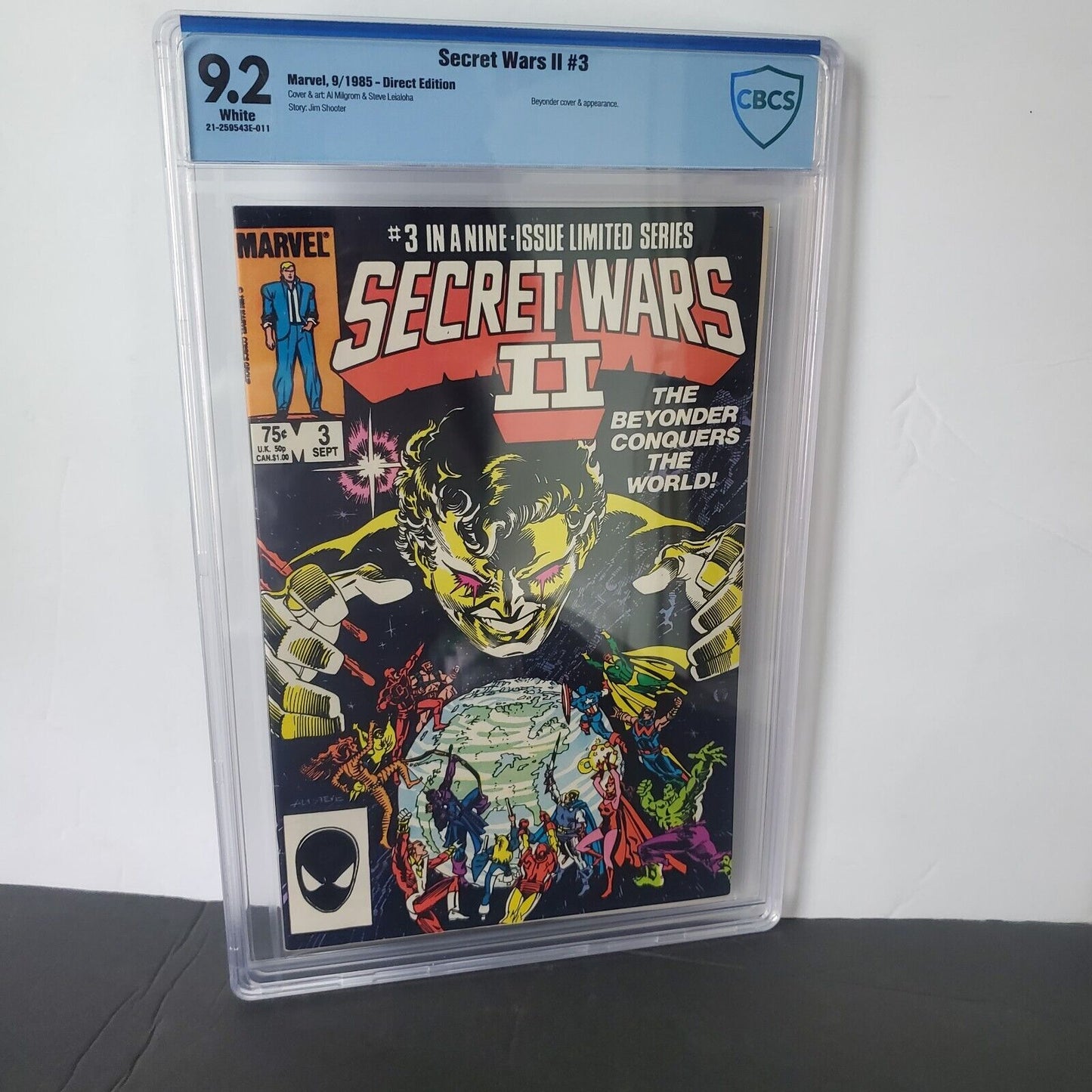 Marvel Comic Book Secret Wars II #3. CBCS 9.2 WHITE PAGES. M Price Box Variant.