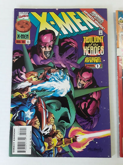 Marvel Comics 1990's XMEN ten books Onslaught! Phalanx Covenant. Shiny cover.