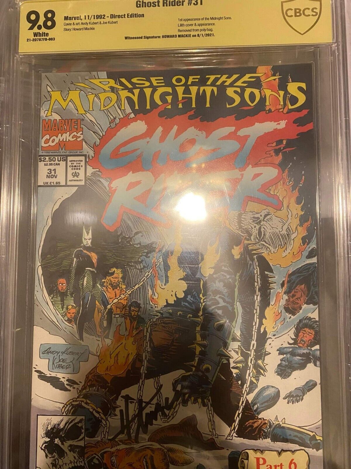 GHOST RIDER #31 Signed Howard  Mackie 9.8 KEY 1ST RISE of the MIDNIGHT SONS CBCS