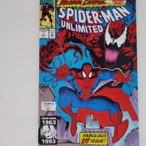 Front cover of Spider-Man Unlimited number 1 featuring Spider-Man and Carnage